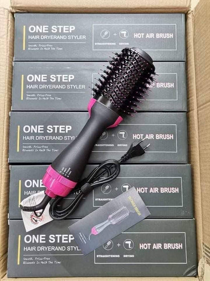 3-in-1 hot air brush straightener with ergonomic design and premium packaging for effortless everyday hair styling.