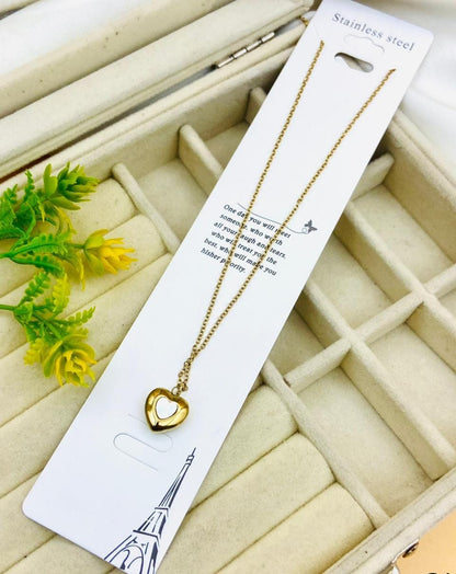 Heart style stainless steel pendant necklace for women displayed on a premium jewelry card, ideal for gifting, daily wear, parties, and anniversaries.
